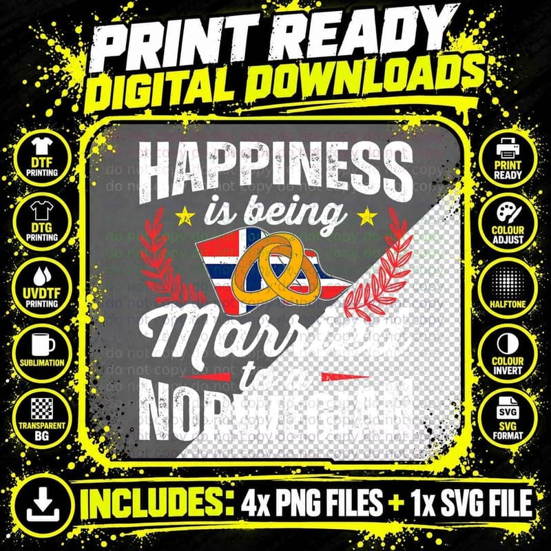 Norwegian Marriage Norway Pride Married Flag Wedded Png SVG Digital Bundle