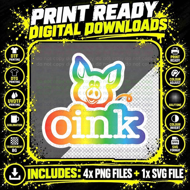 Oink Goes the LGBTQ Piggy Pig to the Gay Pride Parade Png SVG Digital Bundle