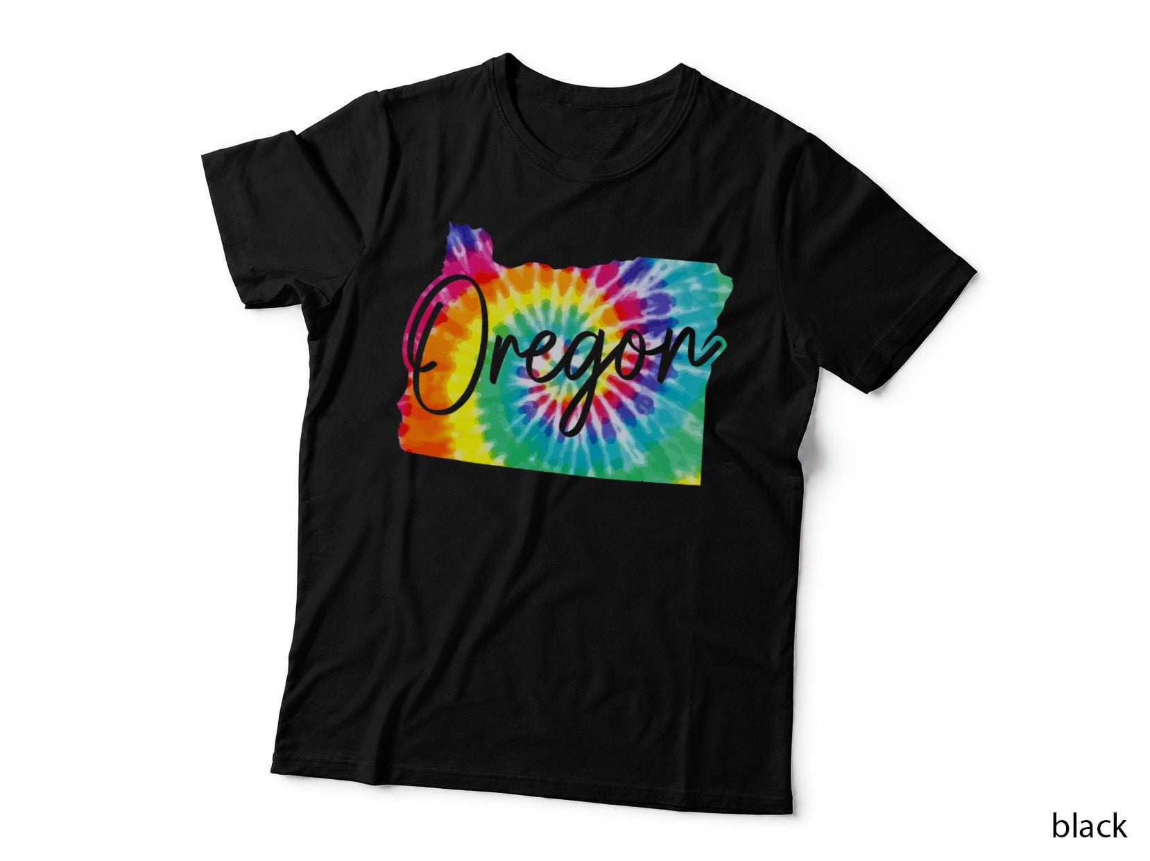 Oregon Tie Dye State Map Pride Hippie PNW Vintage Retro T-Shirt