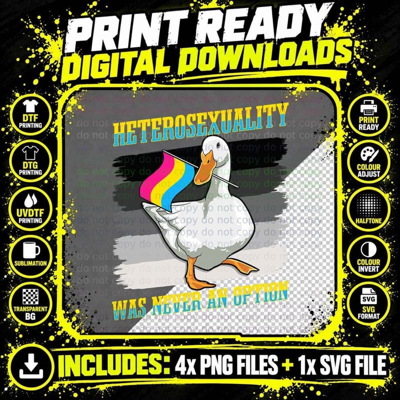 Pan Sexual Funny Duck Meme Pansexual Flag LGBTQ Pride Png SVG Digital Bundle