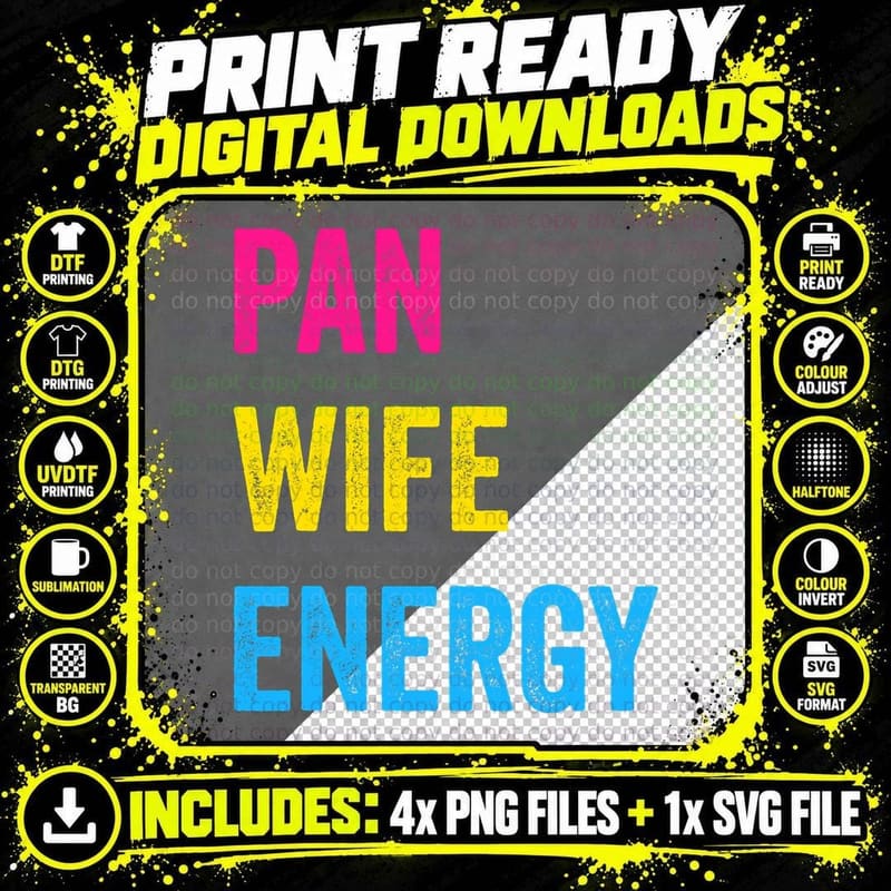 Pan Wife Energy Pansexual Pride Pansexuality LGBTQ Pan Png SVG Digital Bundle