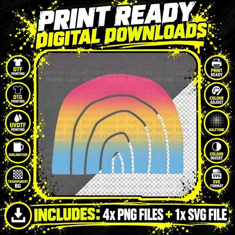 Pansexual Pride Flag Rainbow Pastel Gradient Equality Png SVG Digital Bundle