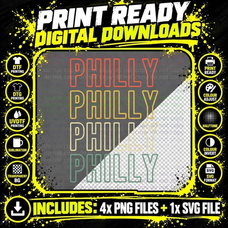 Philly Love Philadelphia City Local Pride Cute Retro Png SVG Digital Bundle