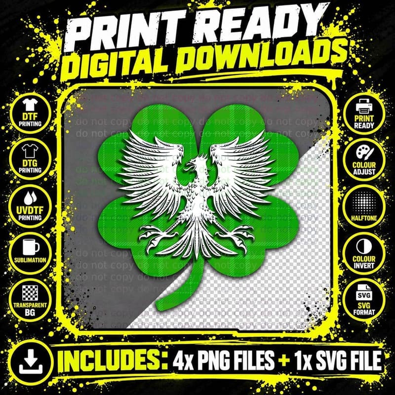 Phoenix Rising Shamrock T-Shirt, St Patricks Day Apparel Png SVG Digital Bundle