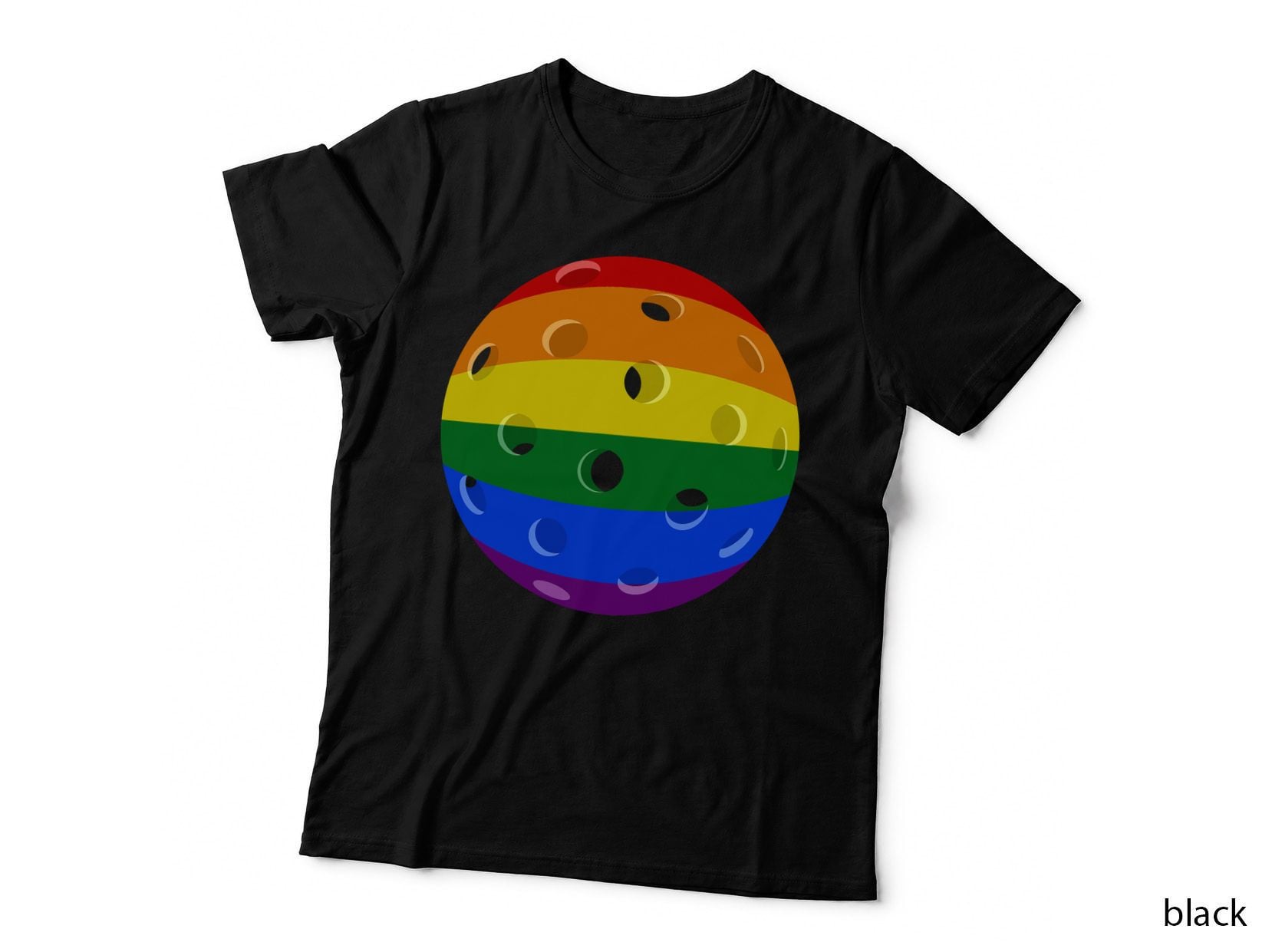 Pickleball Ball in Rainbow Flag Sport Player Gay LGBT Pride T-Shirt