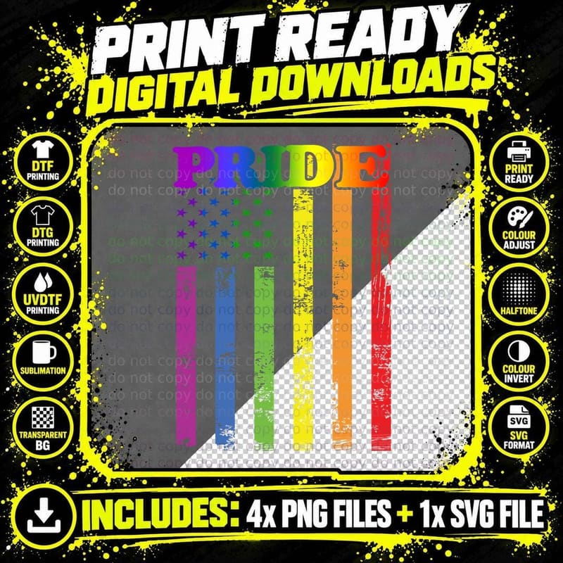 Pride LGBT Rainbow Flag T-Shirt, Patriotic Png SVG Digital Bundle