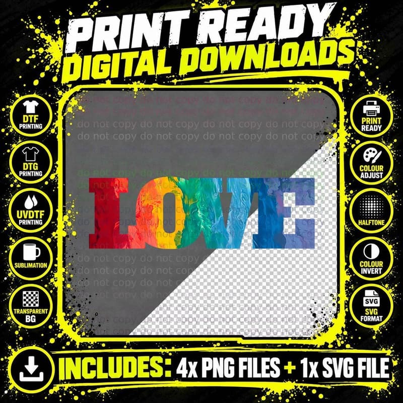 Pride Love- Gift for Pride Made by Artist Png SVG Digital Bundle