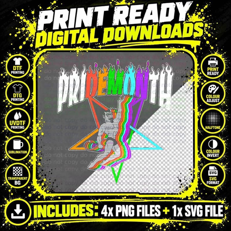 Pride Month Demon T-Shirt Png SVG Digital Bundle