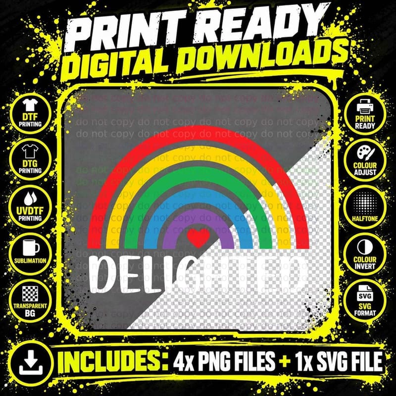 Pride Rainbow Shirt Rainbow Shirt for Women Delighted Png SVG Digital Bundle