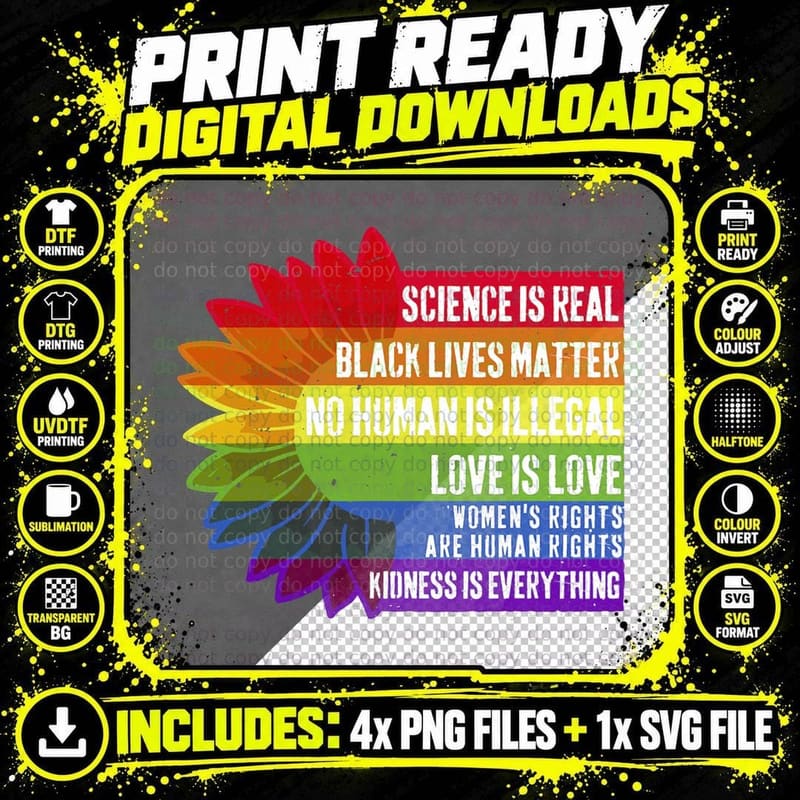 Pride Science Real Black Lives Matter Love Is Love Lgbtq Png SVG Digital Bundle