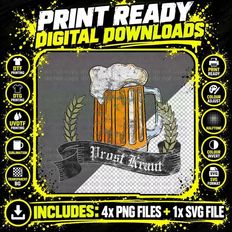 Prost Kraut German Pride Beer Festival Oktoberfest Png SVG Digital Bundle