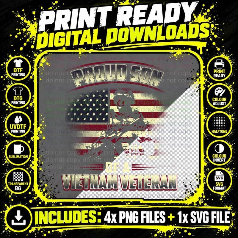 Proud Son of a Vietnam Veteran T-Shirt, Patriotic Png SVG Digital Bundle