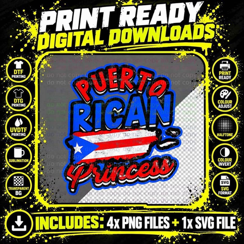 Puerto Rican Princess T-Shirt, Patriotic Pride Png SVG Digital Bundle