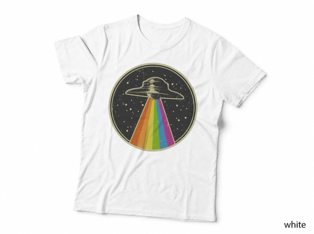 Queer UFO - Rainbow UFO Alien Abduction Queer LGBT Gay Pride T-Shirt