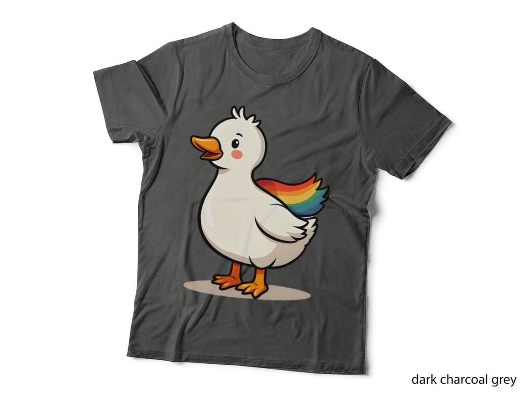 Rainbow Cape Goose Cartoon Simple Pride Illustration Cute Animal T-Shirt