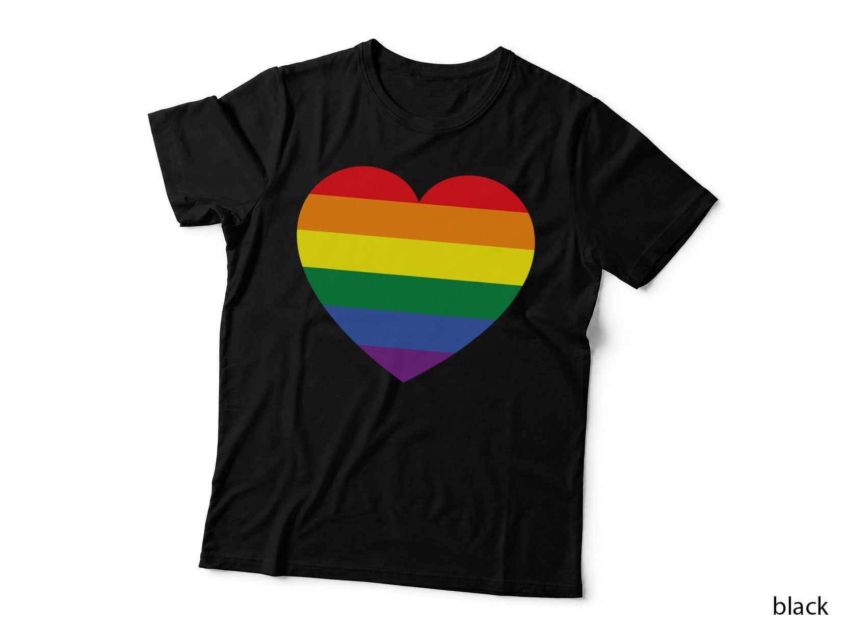 Rainbow Flag Colored Heart - LGBTQ+, Lesbian, Gay Pride T-Shirt