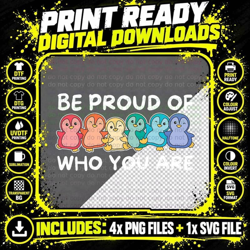 Rainbow Flag Gay Pride Lgbtq Penguin T-Shirt Png SVG Digital Bundle