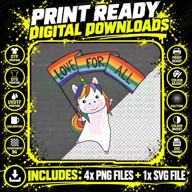 Rainbow Flag Gay Pride Lgbtq Unicorn T-Shirt Png SVG Digital Bundle