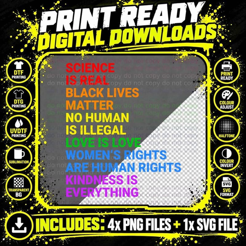 Rainbow Flag Human Rights & Gay Rights LGBTQ+ Pride Png SVG Digital Bundle