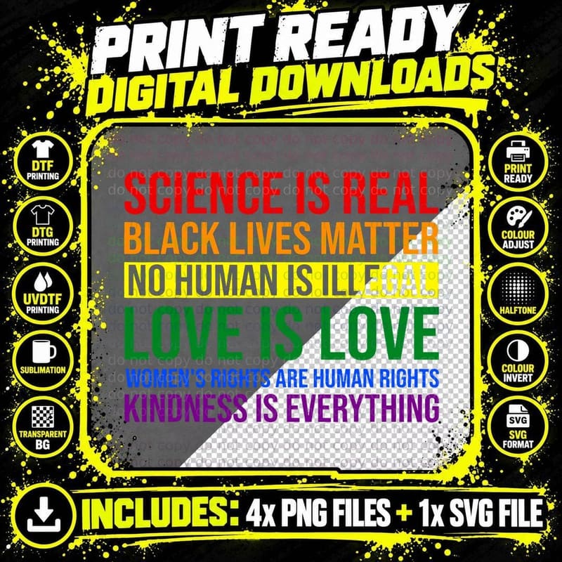 Rainbow Flag Human Rights & Gay Rights LGBTQ+ Pride Png SVG Digital Bundle