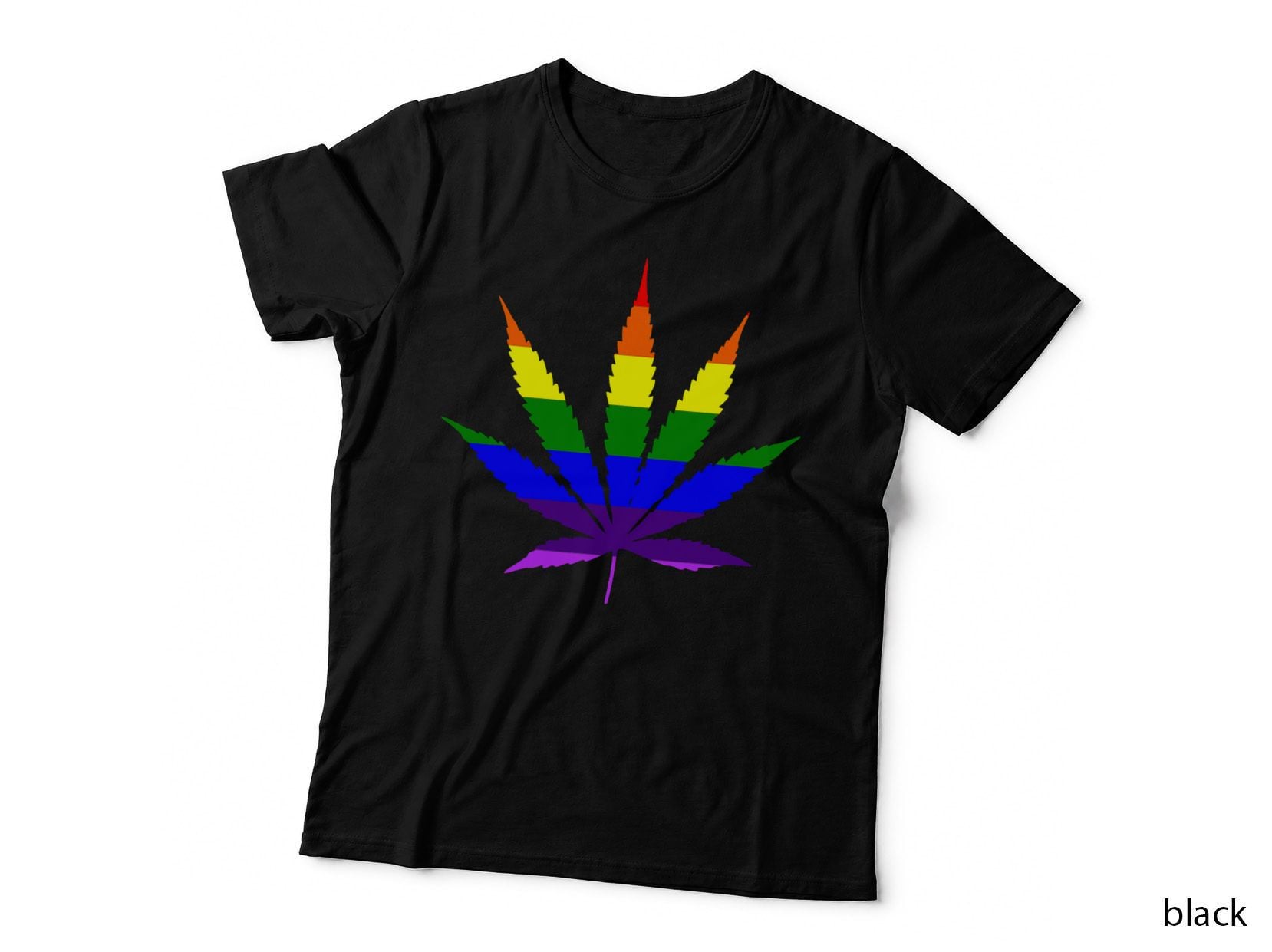 Rainbow Marijuana Leaf Pot Leaf Pride T-Shirt