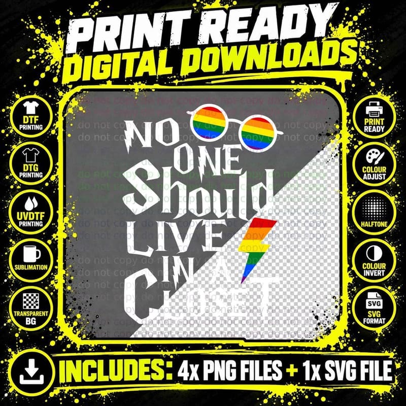 Rainbow Pride Lightning Bolt T-Shirt, LGBTQ+ Fashion Png SVG Digital Bundle
