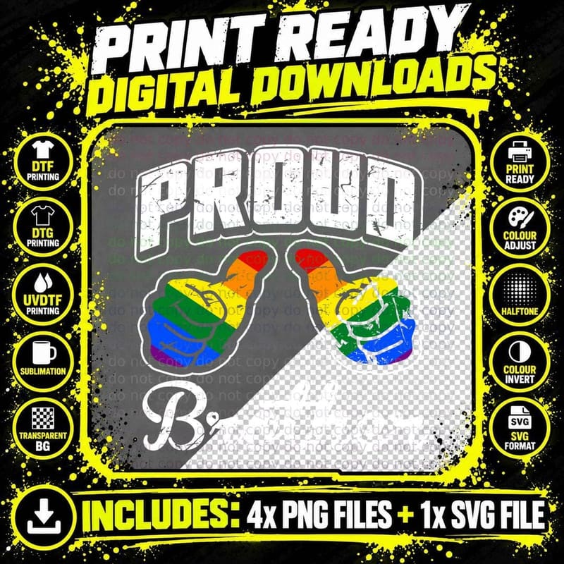 Rainbow Pride Thumbs up T-Shirt, LGBT Support Apparel Png SVG Digital Bundle