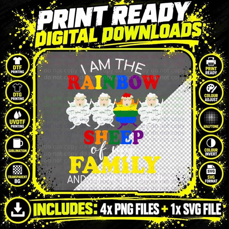 Rainbow Sheep of Family LGBT Pride T-Shirt, Pride Apparel Png SVG Digital Bundle
