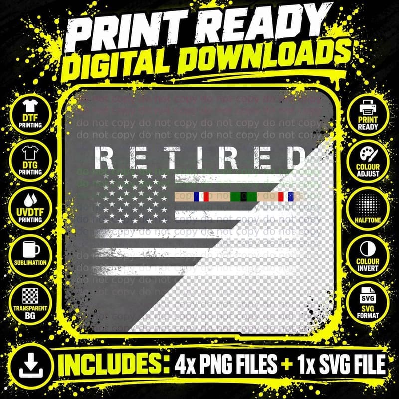 Retired Desert Storm Veteran T-Shirt, Patriotic Png SVG Digital Bundle