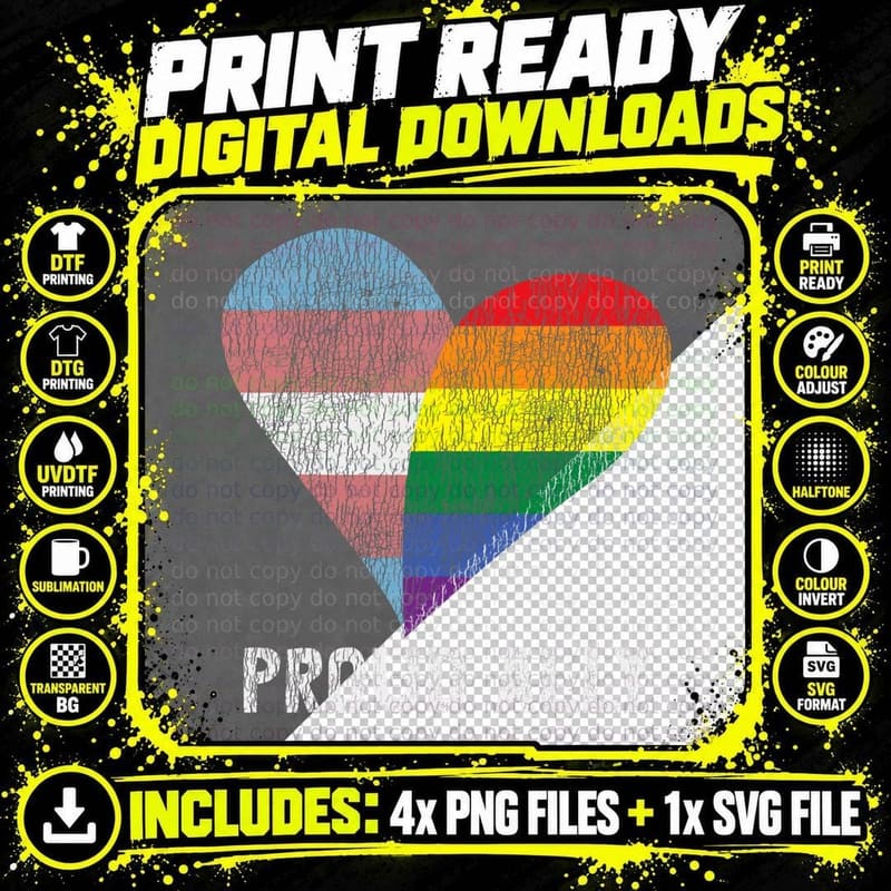 Retro Proud Ally Lesbian Gay Bisexual Trans Pan Queer Png SVG Digital Bundle