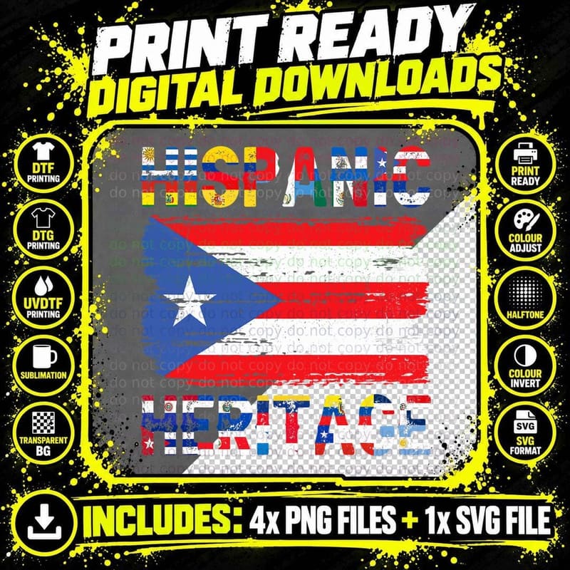 Retro Puerto Rico Puerto Rican Flag Pride Hispanic Png SVG Digital Bundle