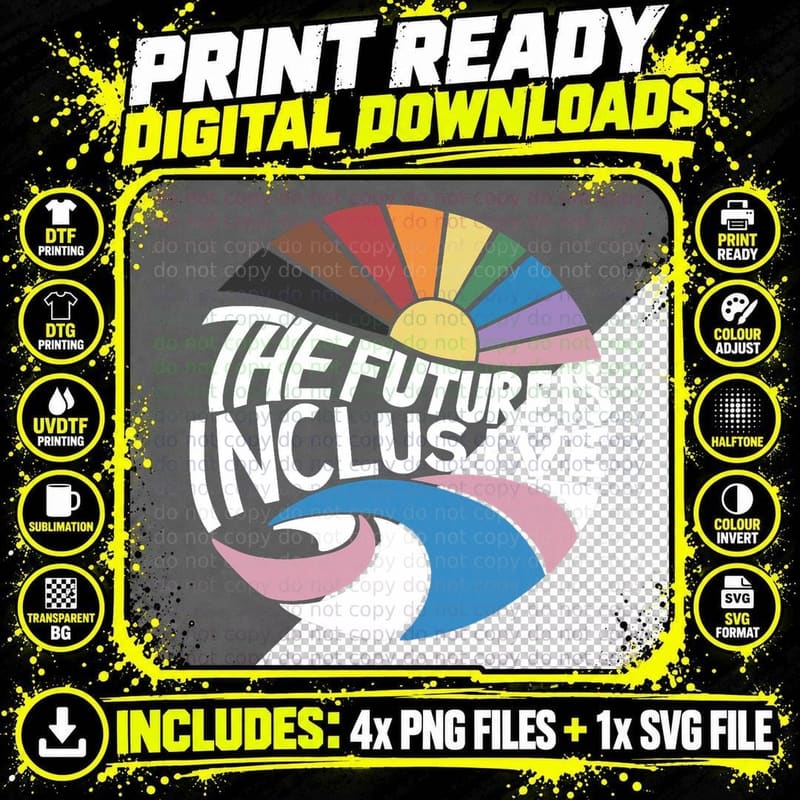 Retro Vintage the Future Is Inclusive LGBT Gay Rights Png SVG Digital Bundle