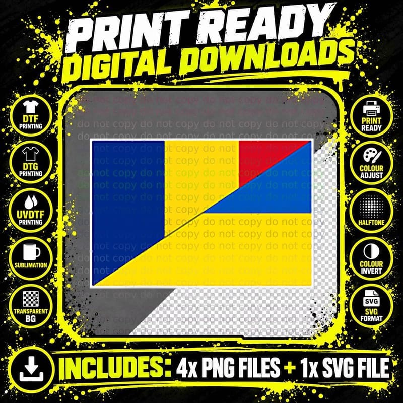 Romania Ukraine FLAG Romanian Ukrainian PRIDE Png SVG Digital Bundle