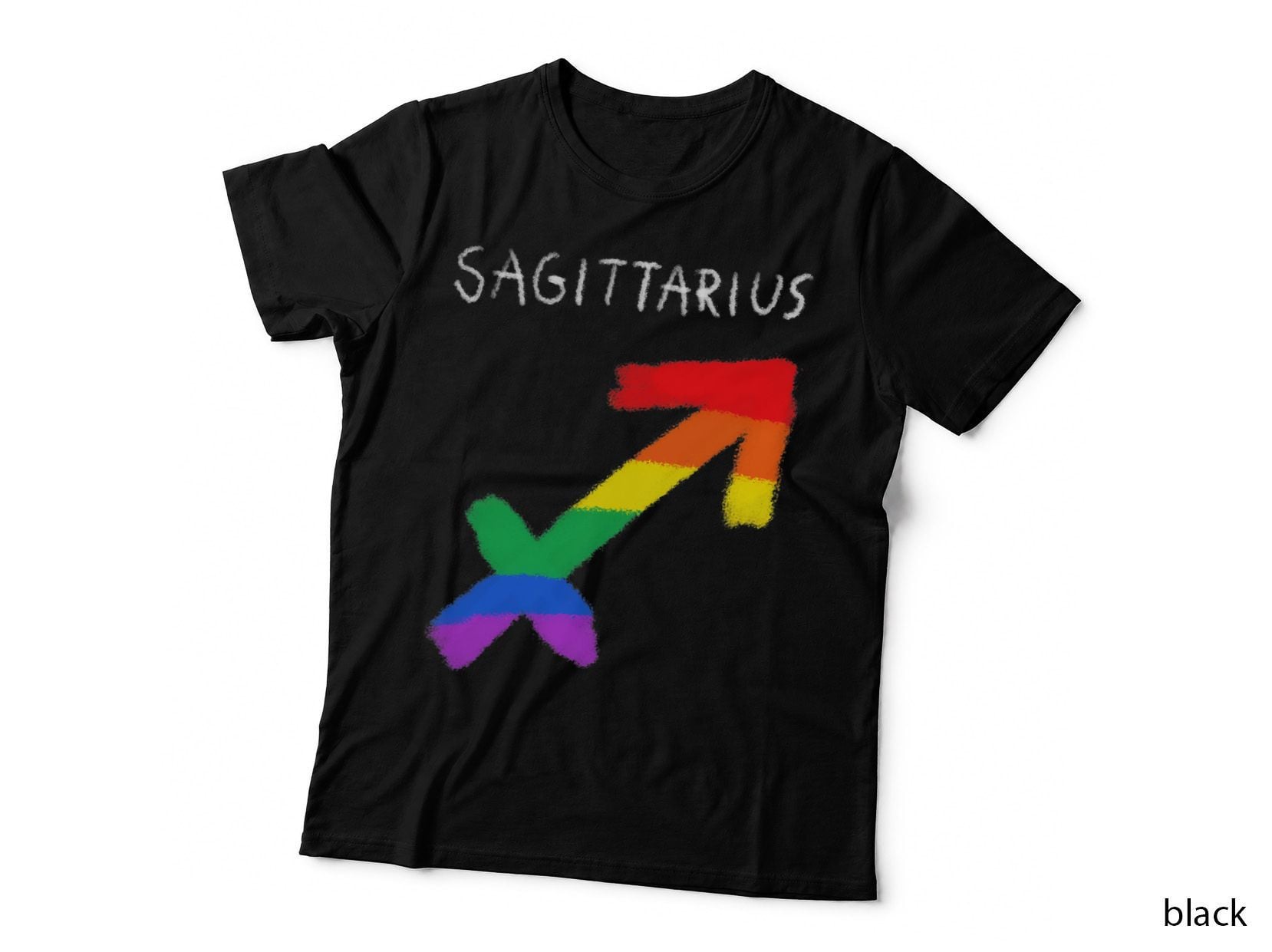 Sagittarius Zodiac Sign Gay Lesbian LGBT Pride Rainbow Flag T-Shirt