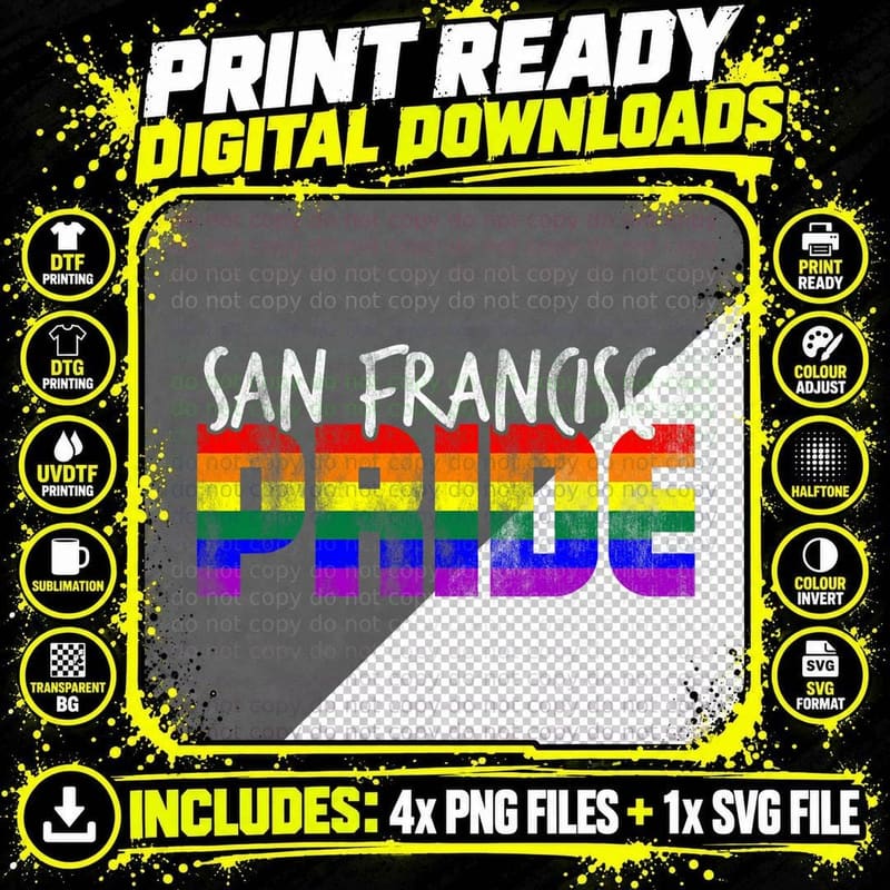 San Francisco Pride LGBT Flag T-Shirt Png SVG Digital Bundle