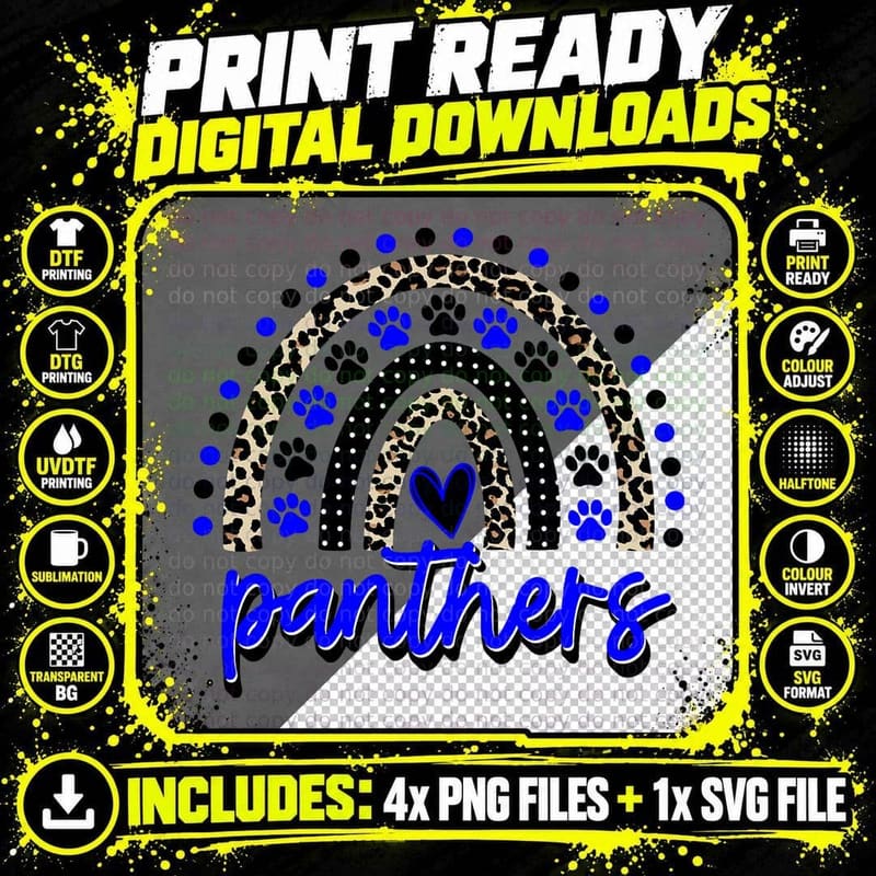School Spirit Panthers Panther Pride Fan Team Spirit Png SVG Digital Bundle
