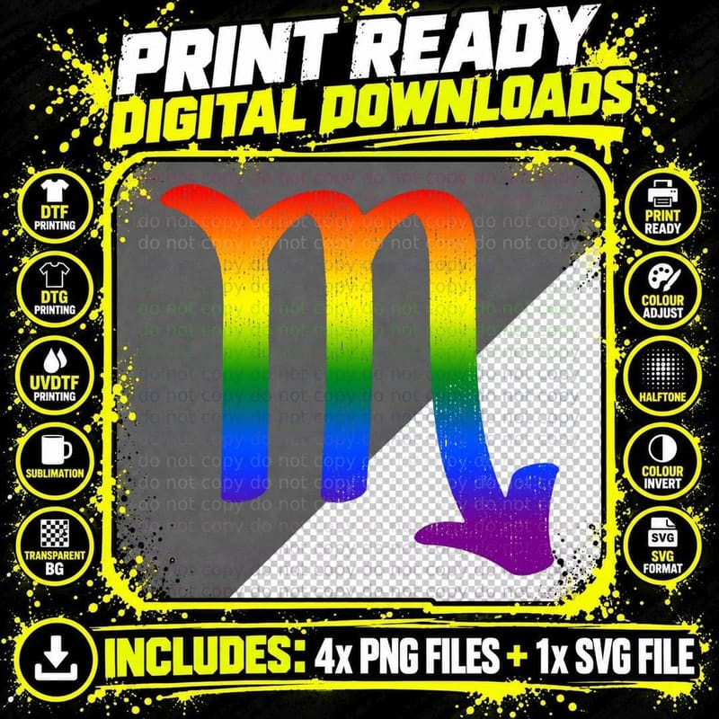 Scorpio Lgbt Zodiac Sign Lgbt Rainbow Pride Gay Gifts Png SVG Digital Bundle