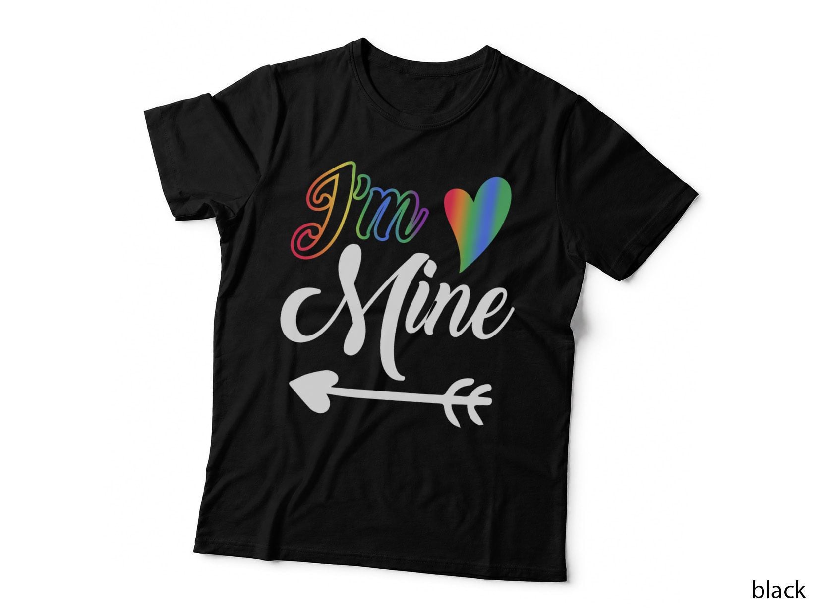 She Is Mine Female T-Shirt, Rainbow Heart Design, LGBTQ+ Pride