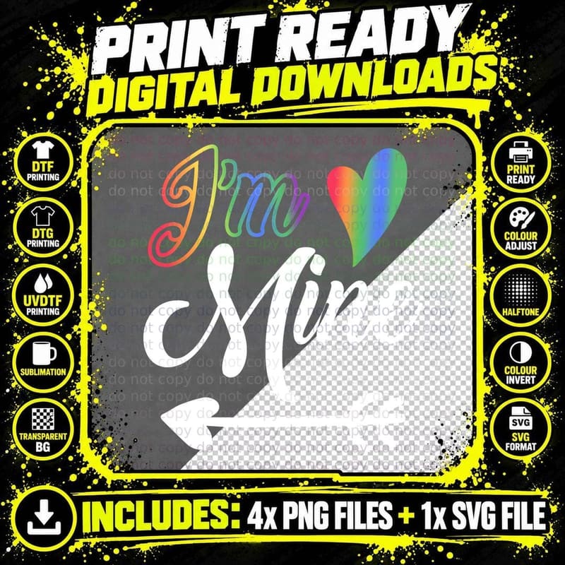 She Is Mine Female T-Shirt, Rainbow Heart Design Png SVG Digital Bundle