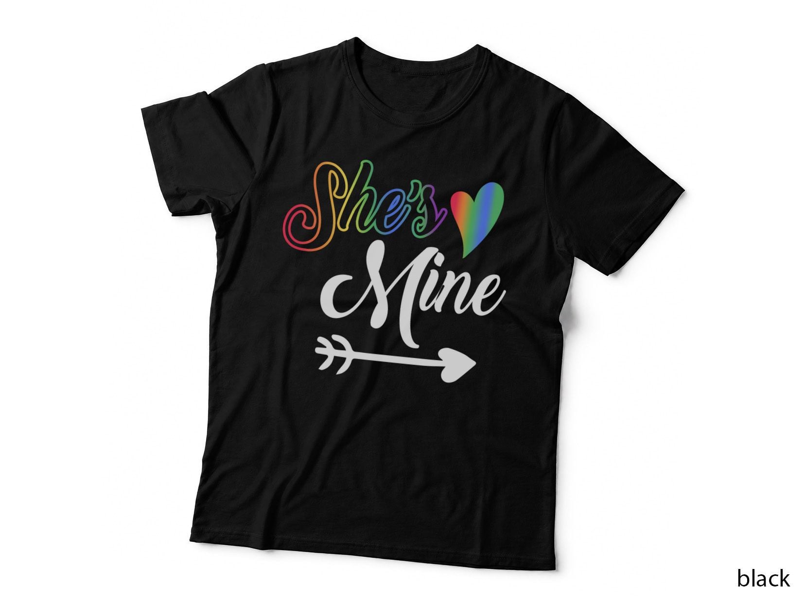She's Mine Male T-Shirt, Rainbow Pride, LGBTQ+ Love