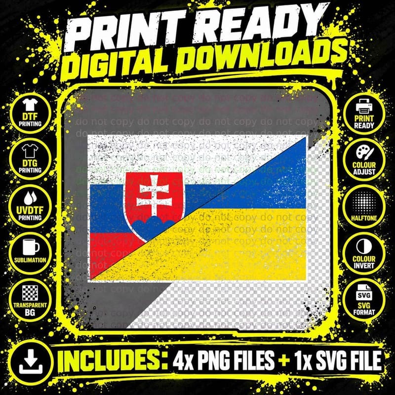 Slovakia Ukraine FLAG Slovakian Ukrainian PRIDE Png SVG Digital Bundle