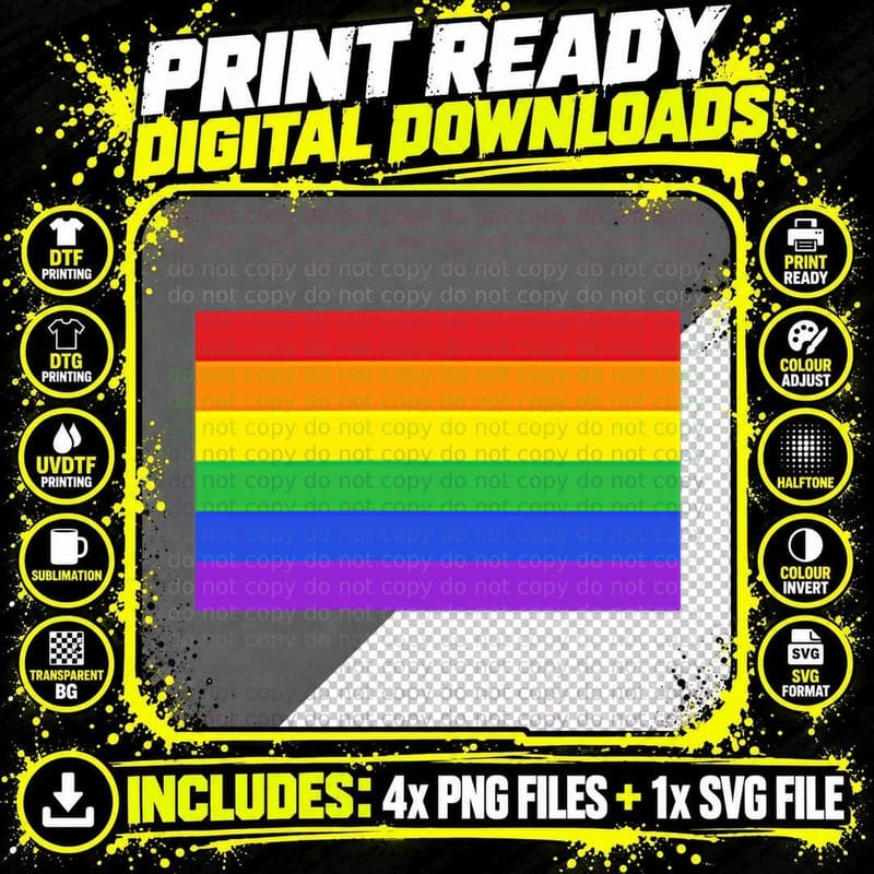 Small Pride Flag Subtle Pride Rainbow LGBT Gay Pride Png SVG Digital Bundle
