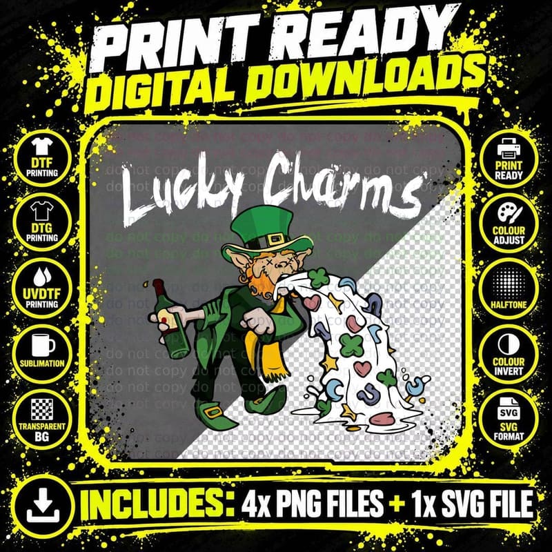 St Patrick's Day Leprechaun T-Shirt, Lucky Charm Print Png SVG Digital Bundle