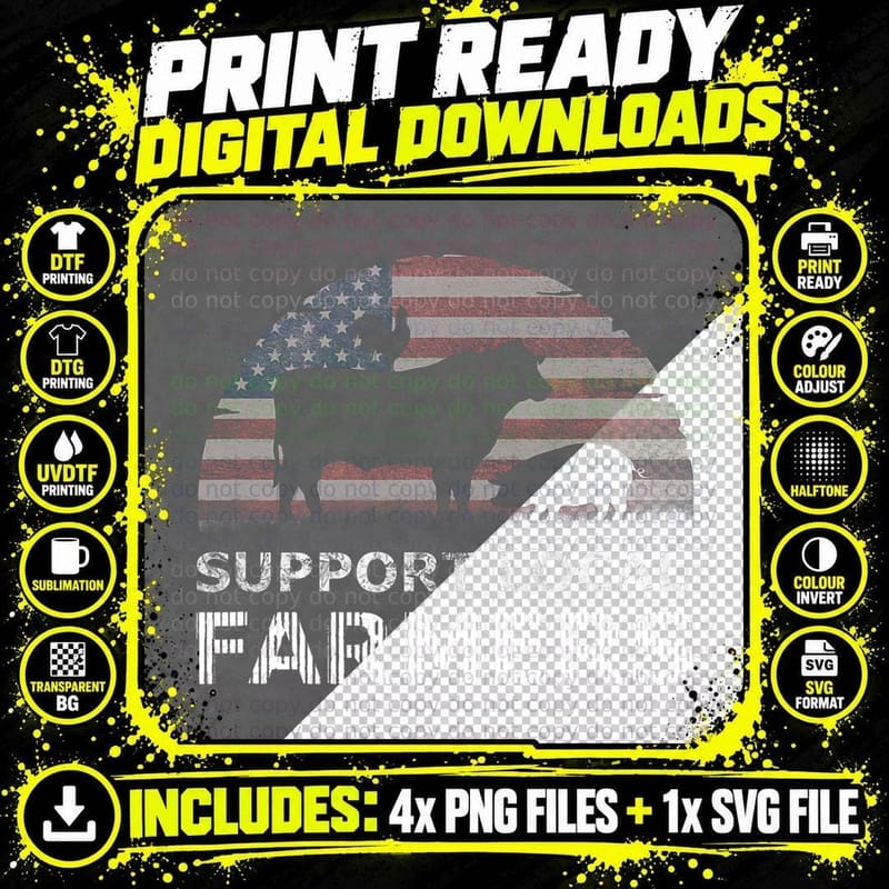 Support Your Local Farmers Pride Farm Country T-Shirt Png SVG Digital Bundle