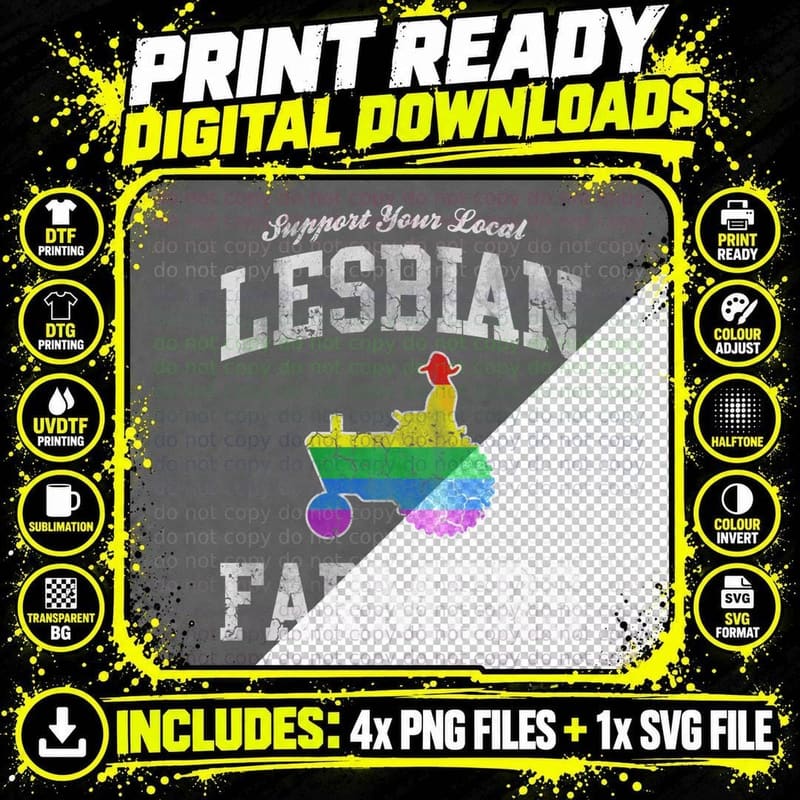 Support Your Local Lesbian Farmers T-Shirt Png SVG Digital Bundle