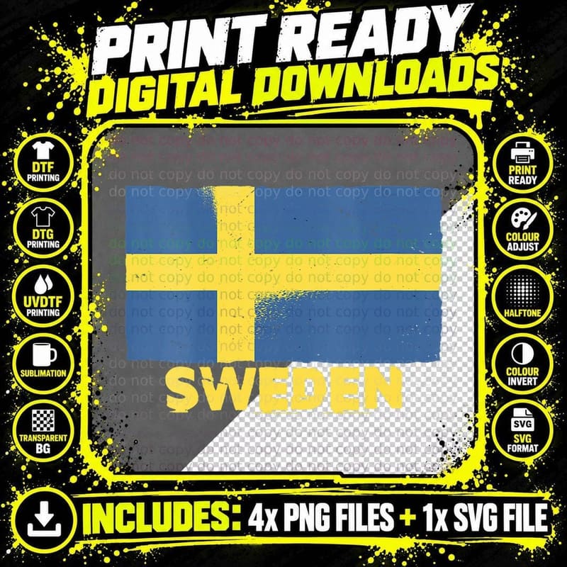Sweden Flag Pride Patriotic Swedish Nationality Png SVG Digital Bundle