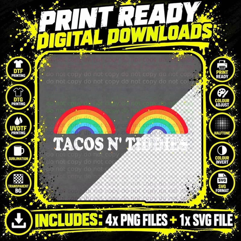 Tacos N Tiddies Lesbian Lgbtq Pride Taco Lover Lgbt Png SVG Digital Bundle