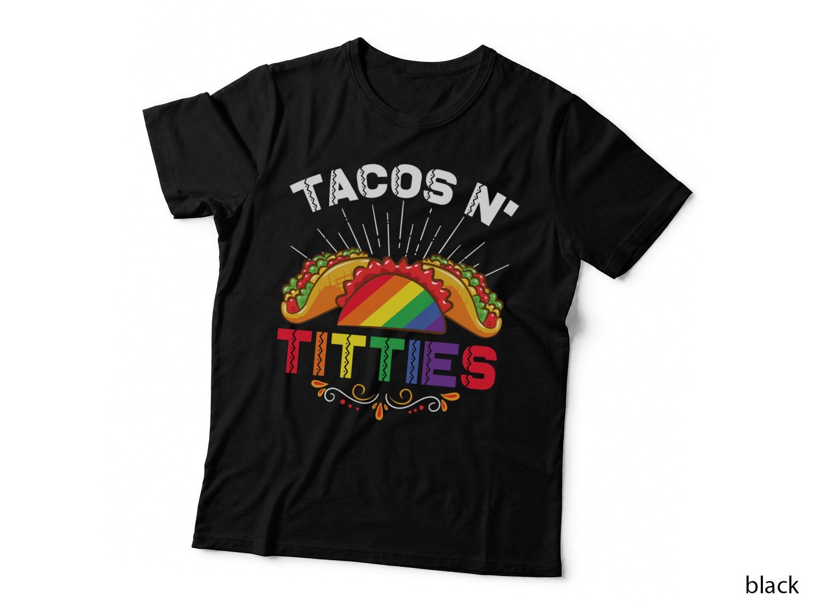 Tacos N' Titties Funny LGBTQ Lesbians Pride Month Graphic T-Shirt