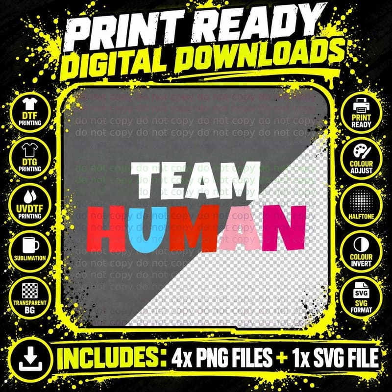 Team Human Lesbian Feminism LGBT, Lesbian Pride Gift Png SVG Digital Bundle