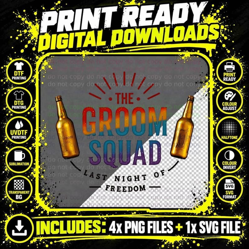 The Groom Squad Last Night of Freedom Bachelor Party Png SVG Digital Bundle
